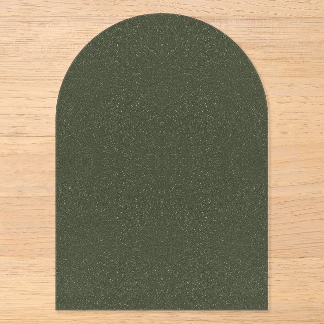 Invitación acrílica de arco verde musgo con textur (Anverso)