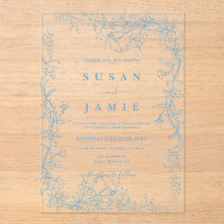 Invitación acrílica de Blue Toile Boda