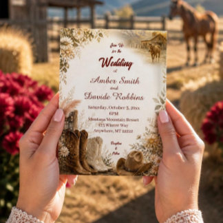 Invitación Acrílica de Boda de Rancho Occidental d