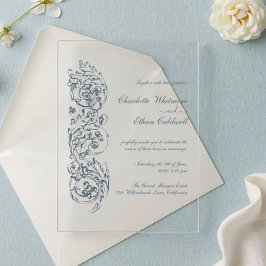 Invitación Acrílica de Boda Elegante con Borde Vin
