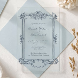 Invitación Acrílica de Boda Elegante Marco Barroco