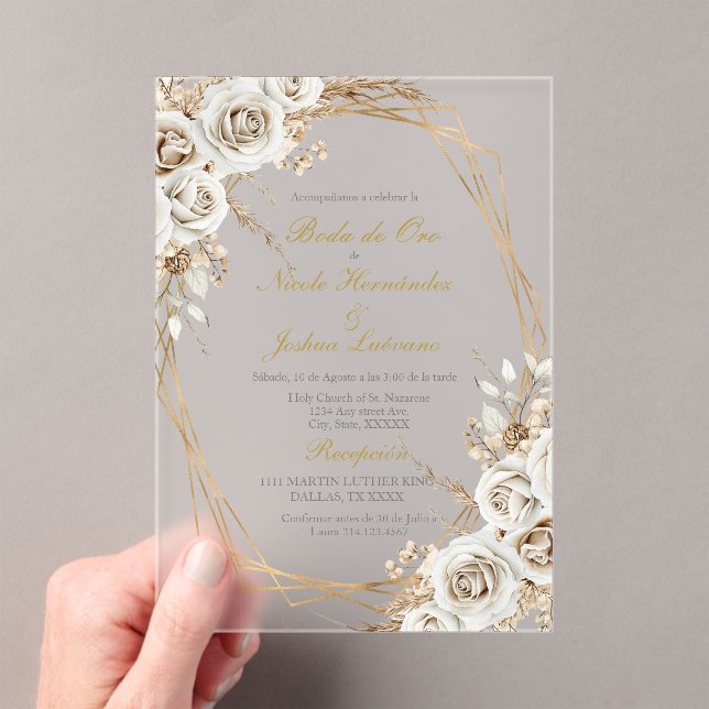 Invitación acrílica de bodas de oro (Insitu (portátil))