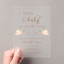 Invitación Acrílica de Cine Baby Dove Baby Shower