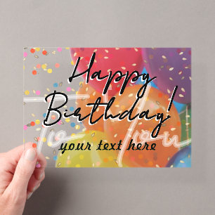 Invitación Acrílica de Cumpleaños Feliz