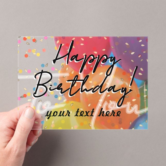 Invitación Acrílica de Cumpleaños Feliz (Insitu (portátil))