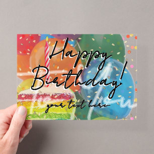 Invitación Acrílica de Cumpleaños Feliz
