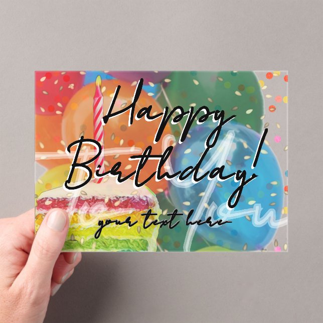 Invitación Acrílica de Cumpleaños Feliz (Insitu (portátil))