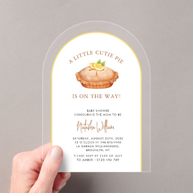 Invitación acrílica de Cutie Pie Lemon Baby Shower (Insitu (portátil))