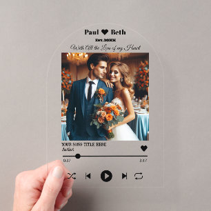 Invitación Acrílica de Foto de Canción Personaliza