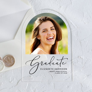 Invitación acrílica de graduación de fotografía ar