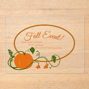 Invitación acrílica de las viñas de calabaza