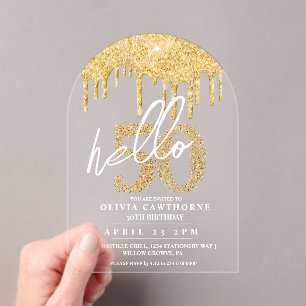 Invitación acrílica de Lux Gold de 50 años