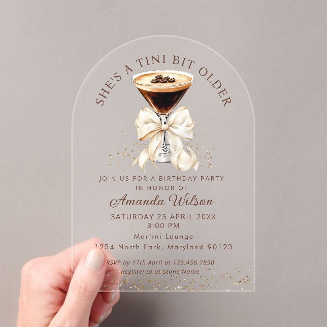 Invitación Acrílica de Martini de Espresso Un Poco (Insitu (portátil))