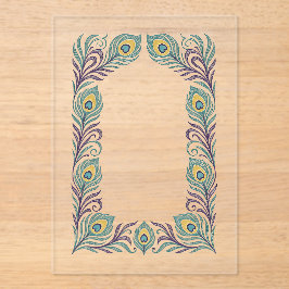 Invitación acrílica de pluma de pavo real