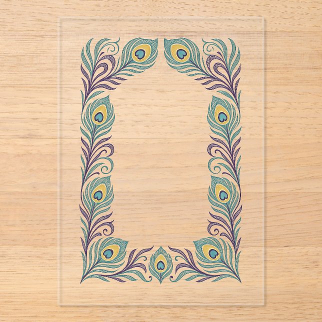 Invitación acrílica de pluma de pavo real (Anverso)