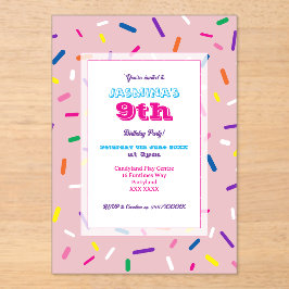 Invitación Acrílica de Purpurina Rosa Pastel
