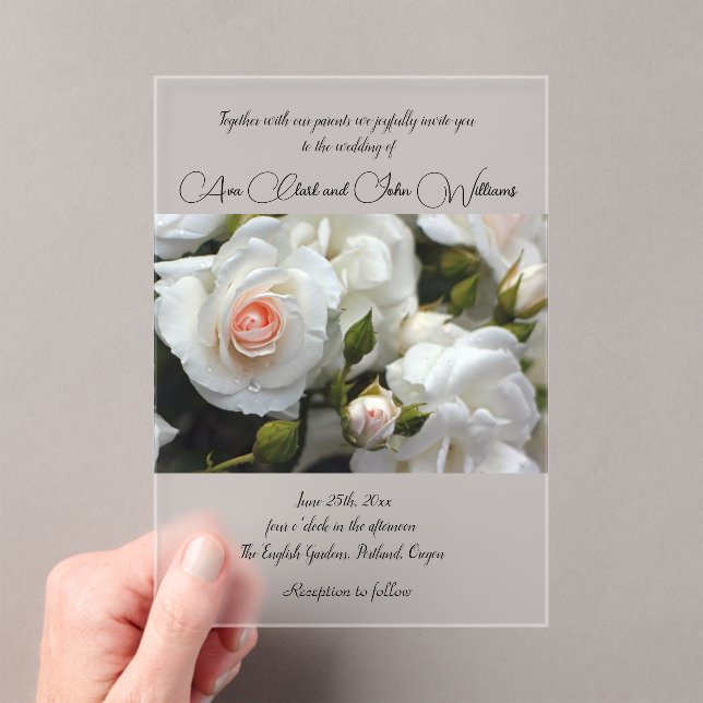 Invitación acrílica de rosas blancas (Insitu (portátil))
