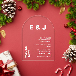 Invitación Acrílica de Texto Blanco para Boda Mode