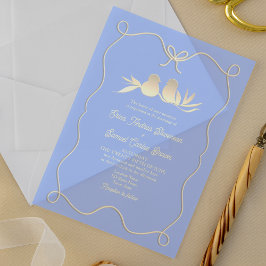 Invitación acrílica del Boda azul de la mano dibuj