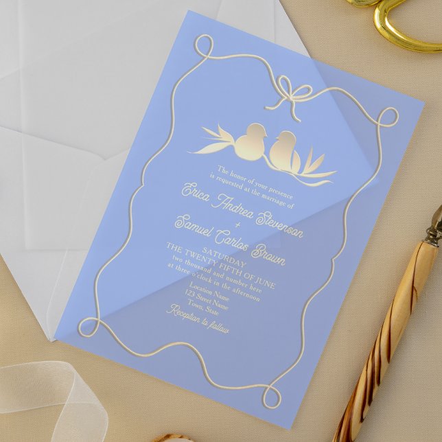 Invitación acrílica del Boda azul de la mano dibuj (Subido por el creador)