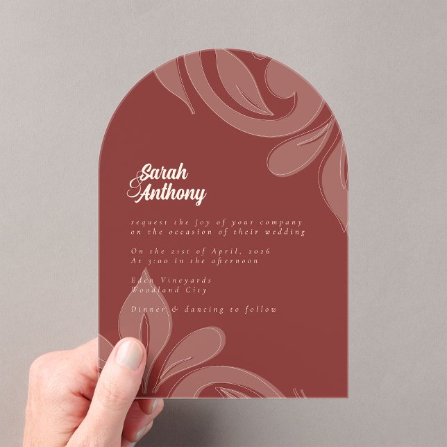 Invitación acrílica del Boda de granos Damasco clá (Subido por el creador)