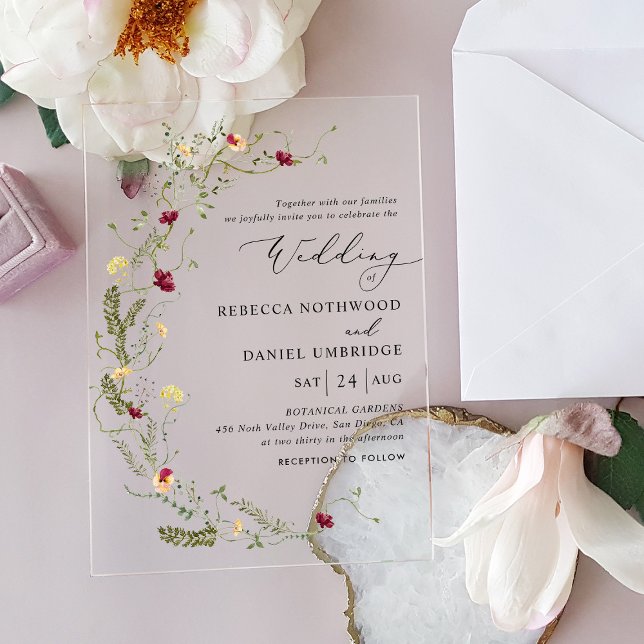 Invitación acrílica del Boda de la corona floral (Subido por el creador)