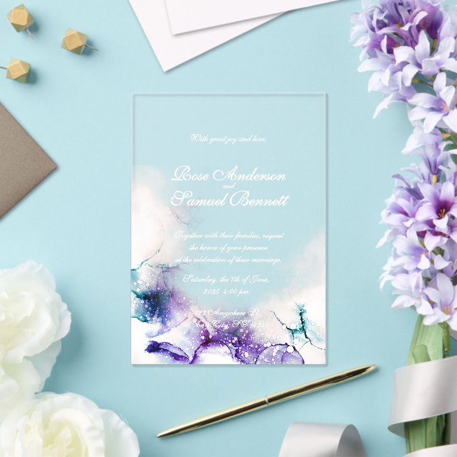 Invitación acrílica del Boda de Moda de tinta de a (Insitu (Boda))