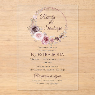 Invitación acrílica del Boda español Boho