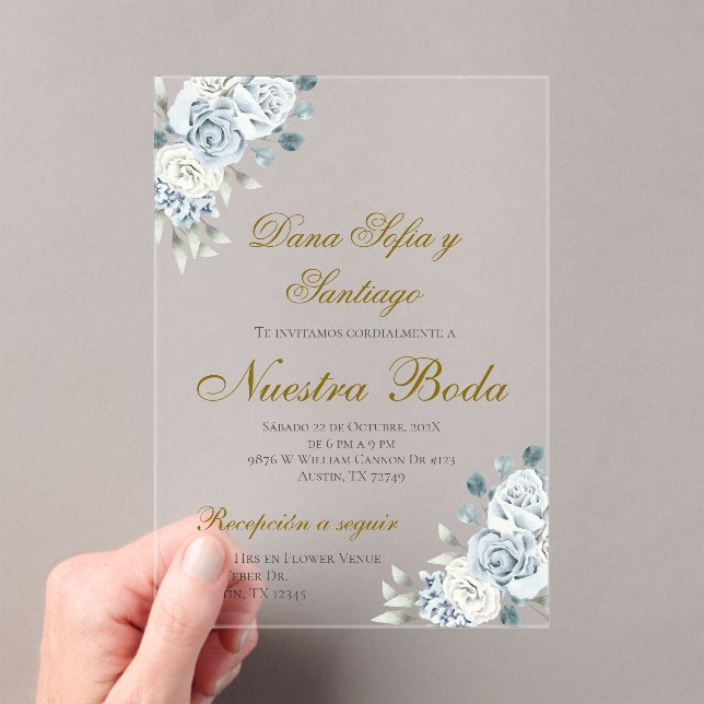 Invitación acrílica del Boda español Boho (Insitu (portátil))