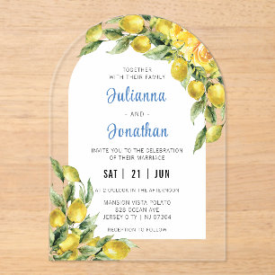 Invitación acrílica del Boda limón italiano