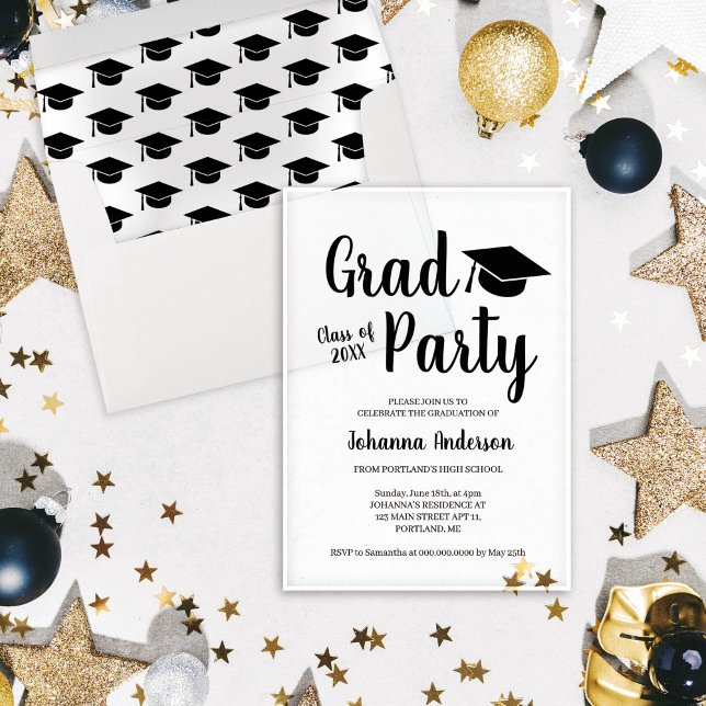 Invitación acrílica del partido de graduación tran (Transparent Graduation Party Acrylic Invitation
)