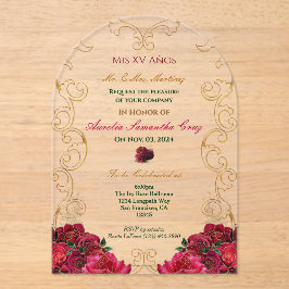 Invitación Acrílica Floral de Quinceañera Roses Ro