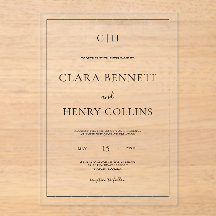 Invitación Acrílica Minimalista de Boda en Blanco 