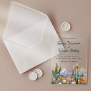 Invitación Acrílica Moderna de Terracota de Cactus