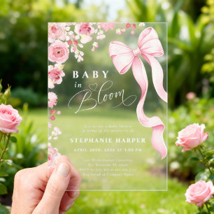 Invitación Acrílica para Baby Shower Baby In Bloom