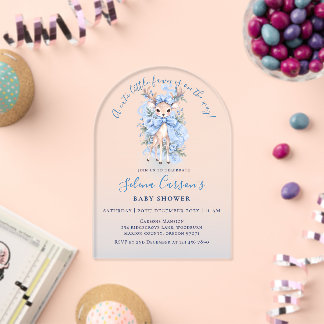 Invitación Acrílica para Baby Shower de Ciervo Lin