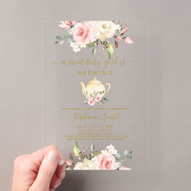 Invitación Acrílica para Baby Shower de Fiesta de  (Insitu (portátil))