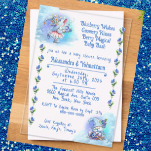 Invitación Acrílica para Baby Shower de Gnomos con