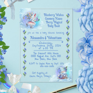 Invitación Acrílica para Baby Shower de Gnomos de