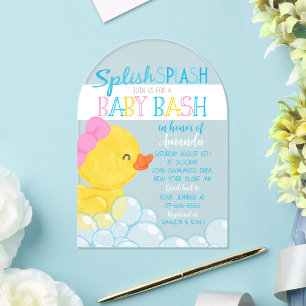 Invitación Acrílica para Baby Shower de Niña con P