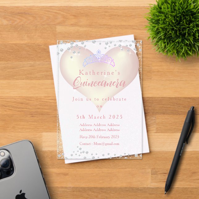 Invitación acrílica Quinceanera de lujo (Insitu (Tarjeta de Invitación))