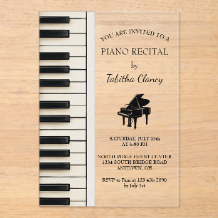 Invitación acrílica recíproca de piano