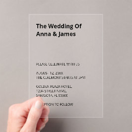 Invitación acrílica simple y moderna Boda