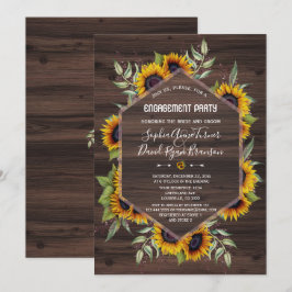 Invitación Acrílico Girasoles Geométrico Madera Compromiso