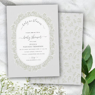 Invitación Acrólito de Ajenjo en Acuarela Gypsophila para Bab