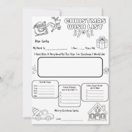 Invitación Actividad de colorear carta a Santa para lista de 