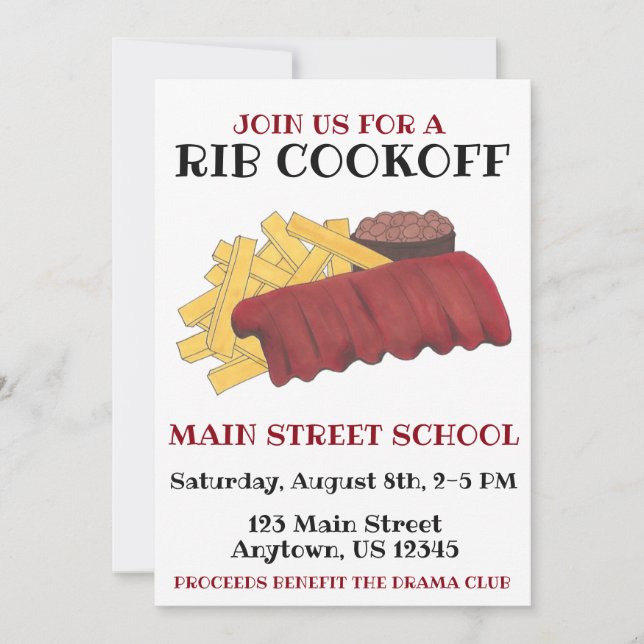 Invitación Acto anual de Cookoff Cook Off Charity (Anverso)