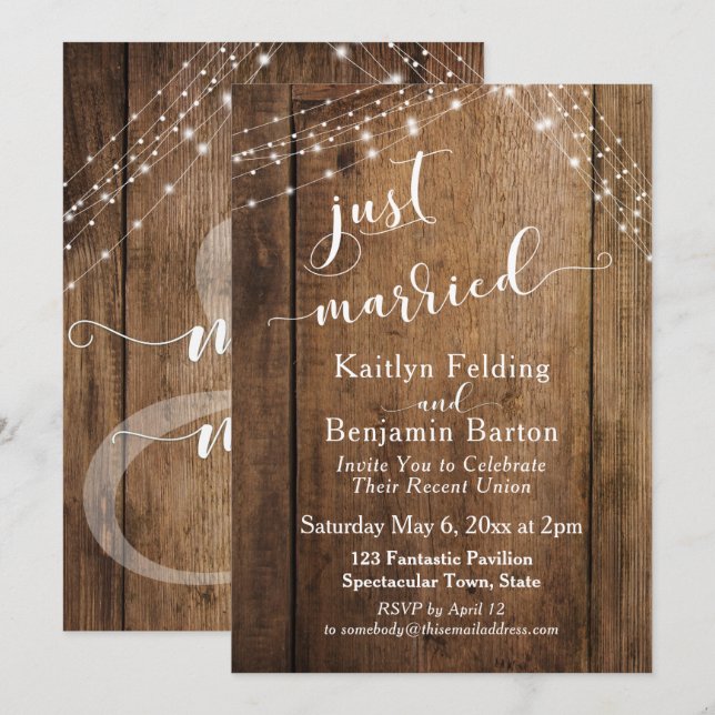 Invitación Acto de casamiento de la madera y las luces rusas  (Anverso / Reverso)