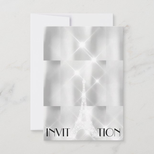 Invitación Acto de ducha de novia de la Torre Eiffel de Plata (Anverso)