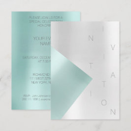 Invitación Acto de moda minimalista Aqua Tiffany metálico